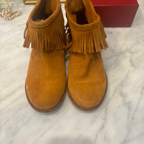 Zara Girls Brown Suede Boots with Fringe Size 36/US 6 - Picture 3 of 15